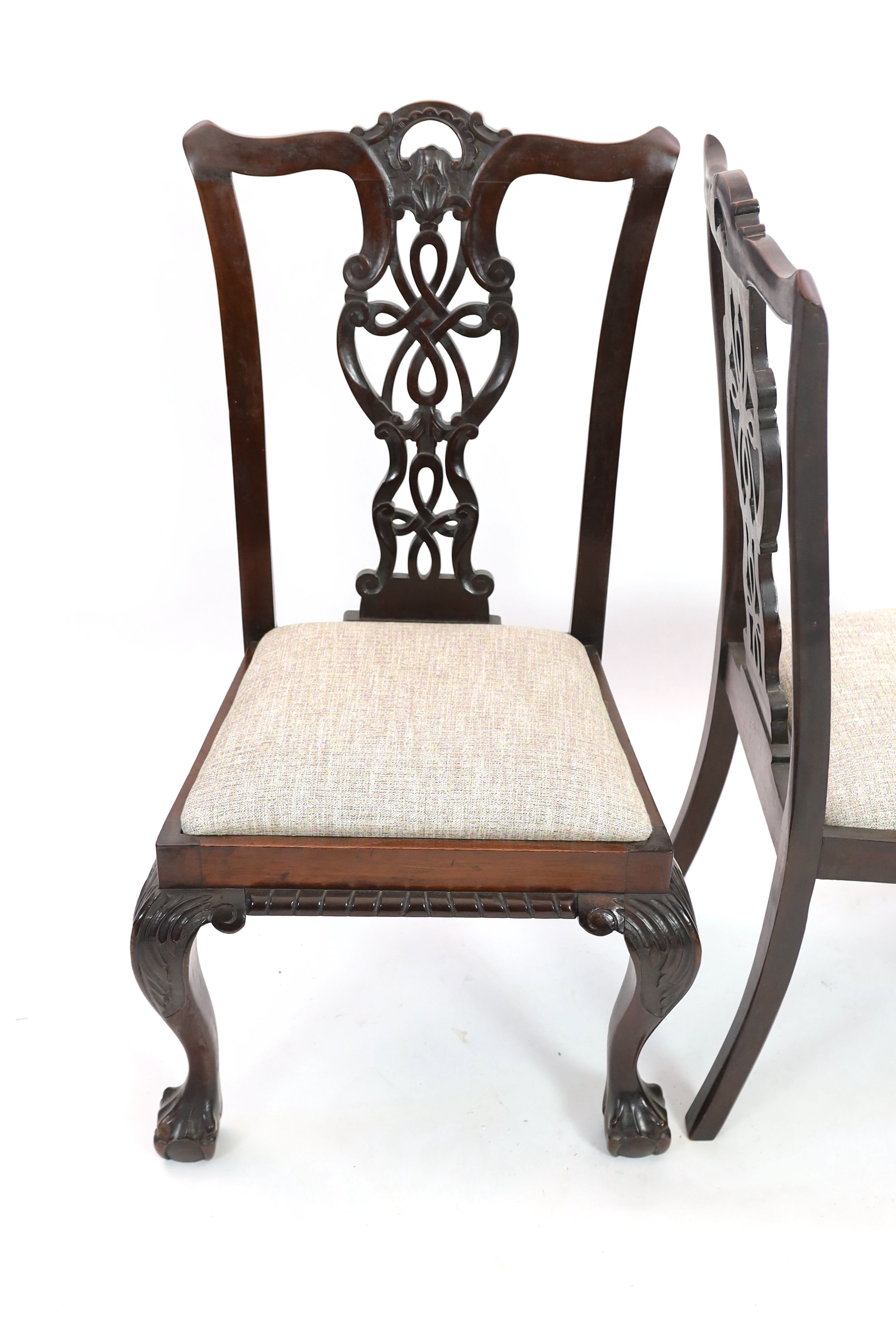 A pair of Chippendale revival mahogany dining chairs